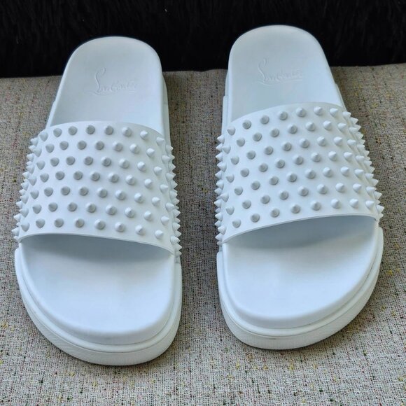 Christian Louboutin Men Sandal White Slide Summer Shoe Made in Italy Size 45 main image 7